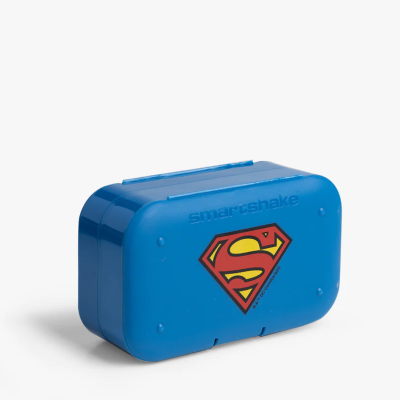 Pill Box Organizer, Superman-Rasiat ja mitat-SmartShake-Aminopörssi
