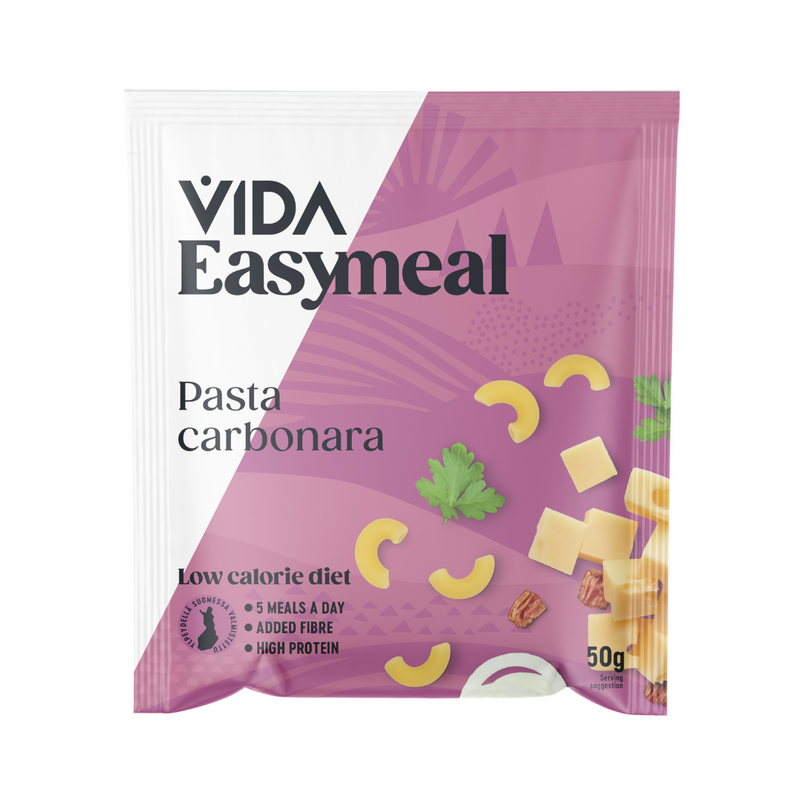 EasyMeal, 50g-Ateriankorvike-LEADER Foods-Pasta Carbonara-Aminopörssi