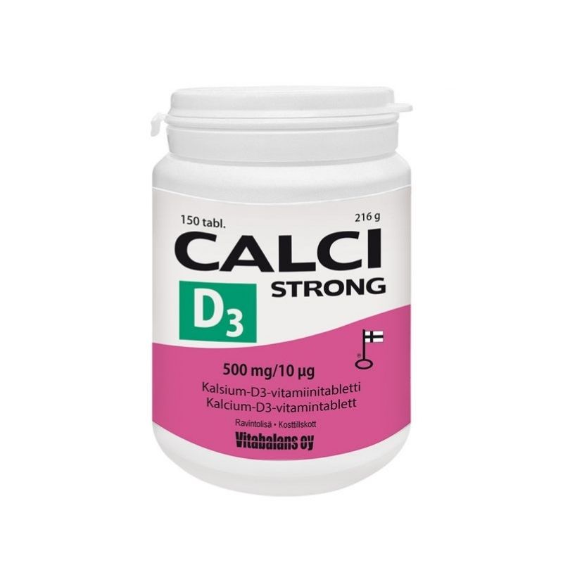 Calci Strong+D3-vitamiini 500 mg 10 µg, 150 tabl.-Kalsium-D-vitamiini-Vitabalans-Aminopörssi
