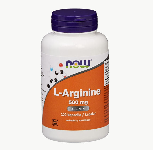 L-Arginine 500mg-NOW® Foods-Aminopörssi