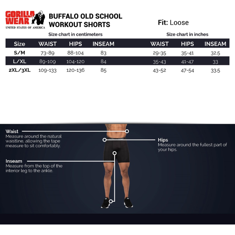 Buffalo Old School Shorts, Black/Gray-Miesten shortsit-Gorilla Wear-S/M-Aminopörssi