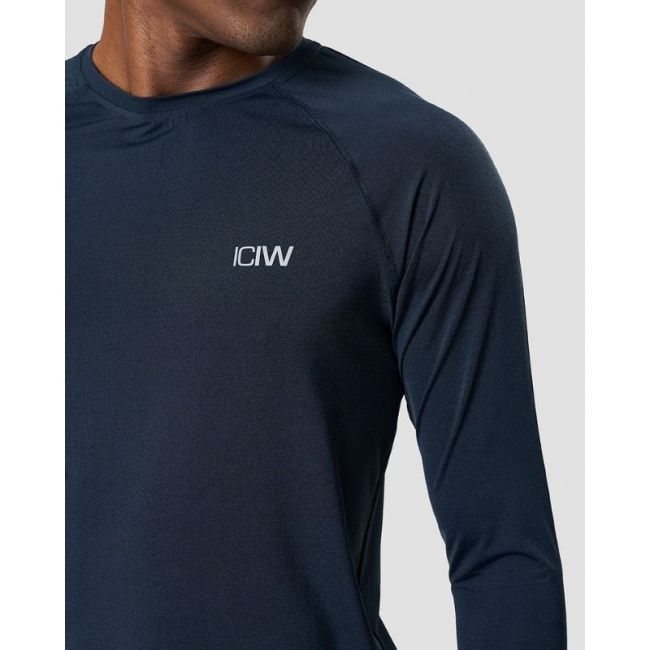 Workout Melange Long Sleeve Men, sininen-ICANIWILL-S-Aminopörssi