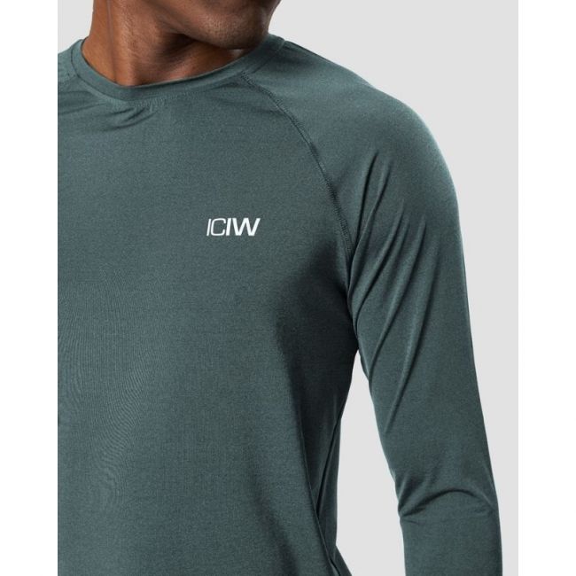 Workout Melange Long Sleeve Men, vihreä-ICANIWILL-S-Aminopörssi