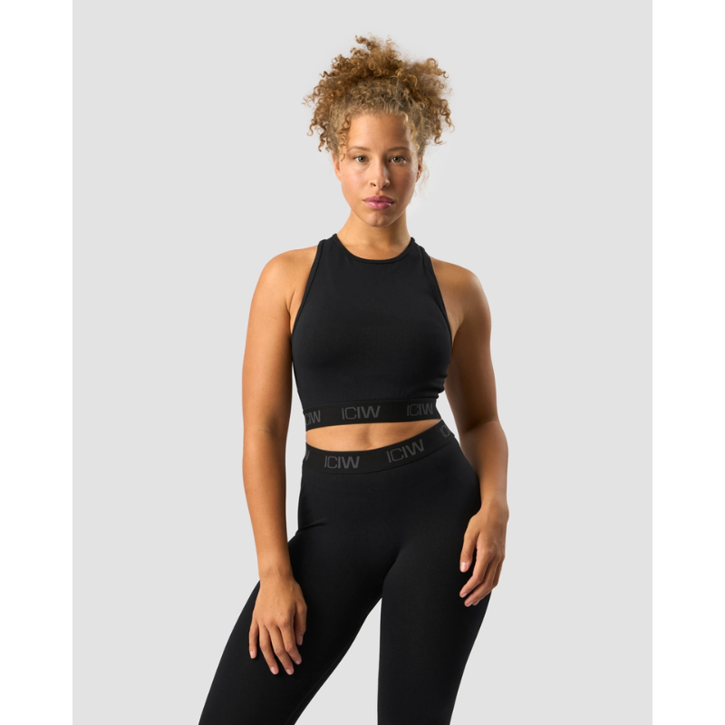 Define Logo Seamless Cropped Tank Top Black-Naisten urheiluliivit-ICANIWILL-XS-Aminopörssi