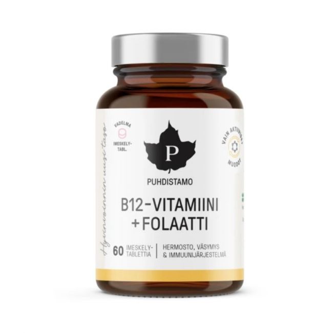 B12-vitamiini + Folaatti 60 imeskelytabl.-Puhdistamo-Aminopörssi