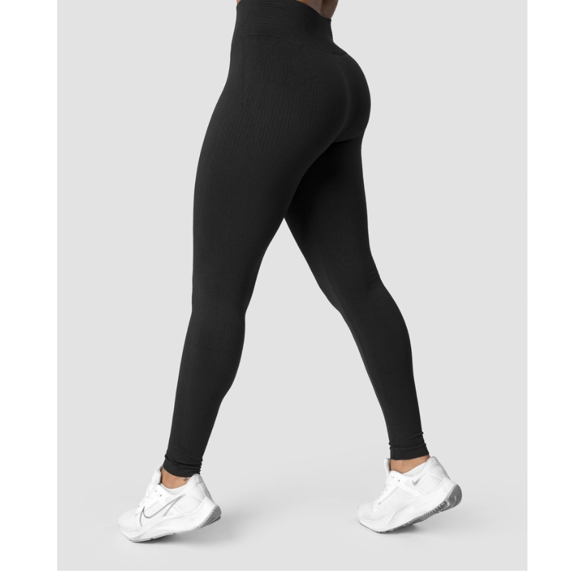 Ribbed Define Seamless Tights Black-Naisten trikoot ja leggingsit-ICANIWILL-XS-Aminopörssi