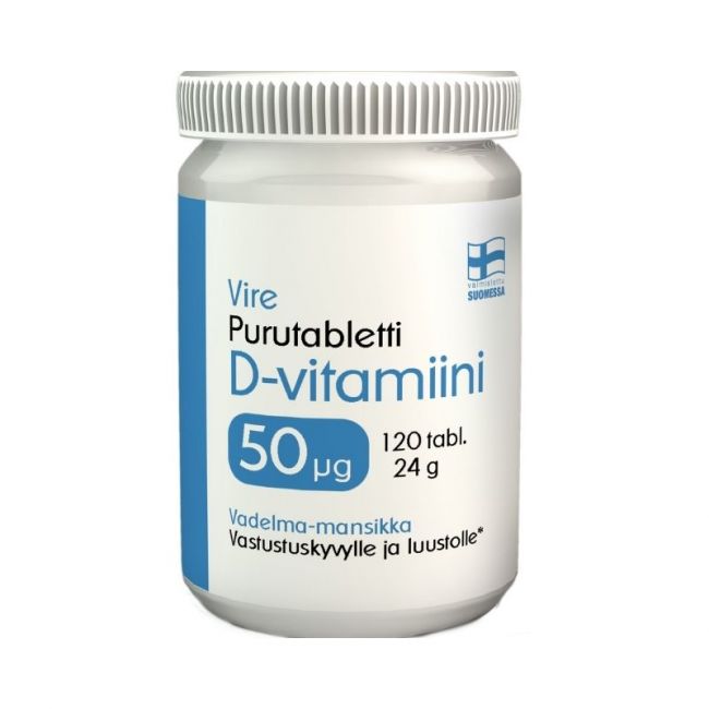 D3-vitamiini 50 µg purutabletti, 120 tabl.-Vire-Aminopörssi